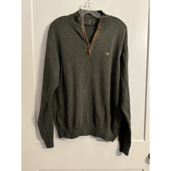 Men’s Southern Point Co. Green The Hayward Zip Pullover Sweater Sz M Preppy Gorp - Picture 1 of 9